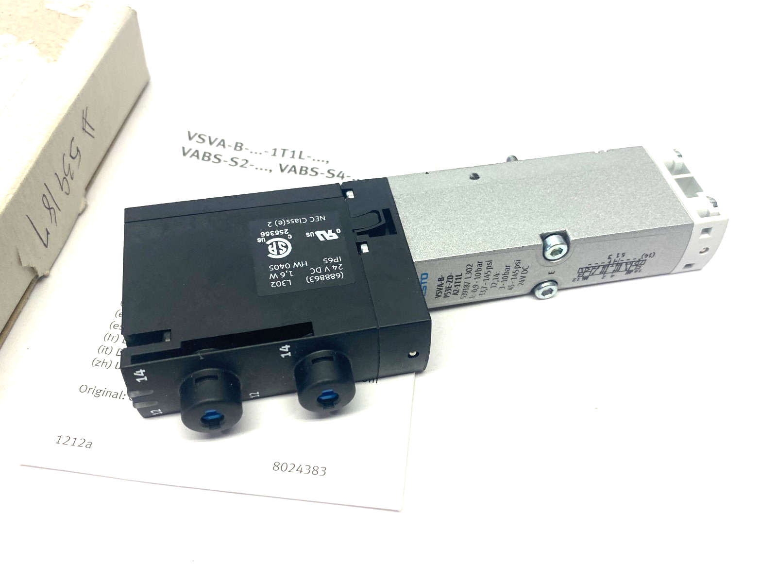Festo VSVA-B-P53E-ZD-A2-1T1L Solenoid Valve, 5/3, Exhausted 539187 - Maverick Industrial Sales