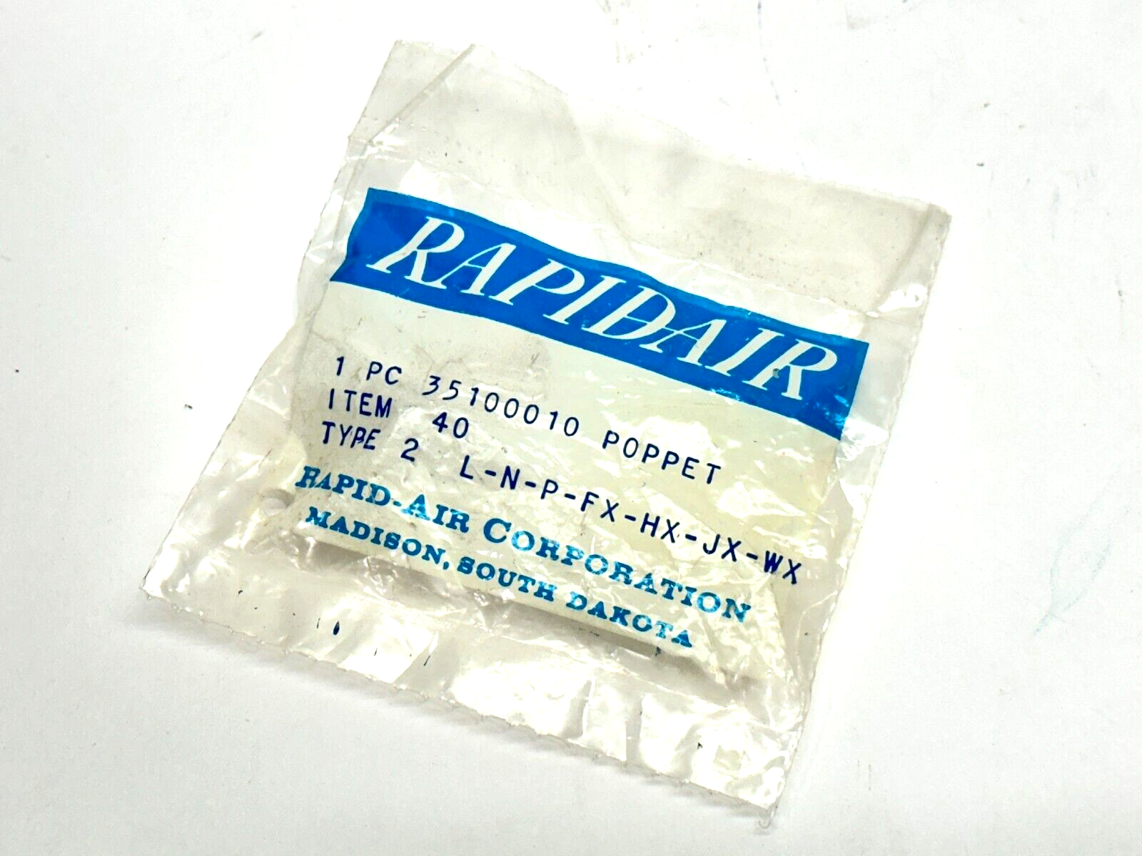 35500138, Item 39 Type 2 C-D | Rapidair 35100010 Poppet Item 40 Type 2 L-N-P-FX-HX-JX-WX - New - Maverick Industrial Sales