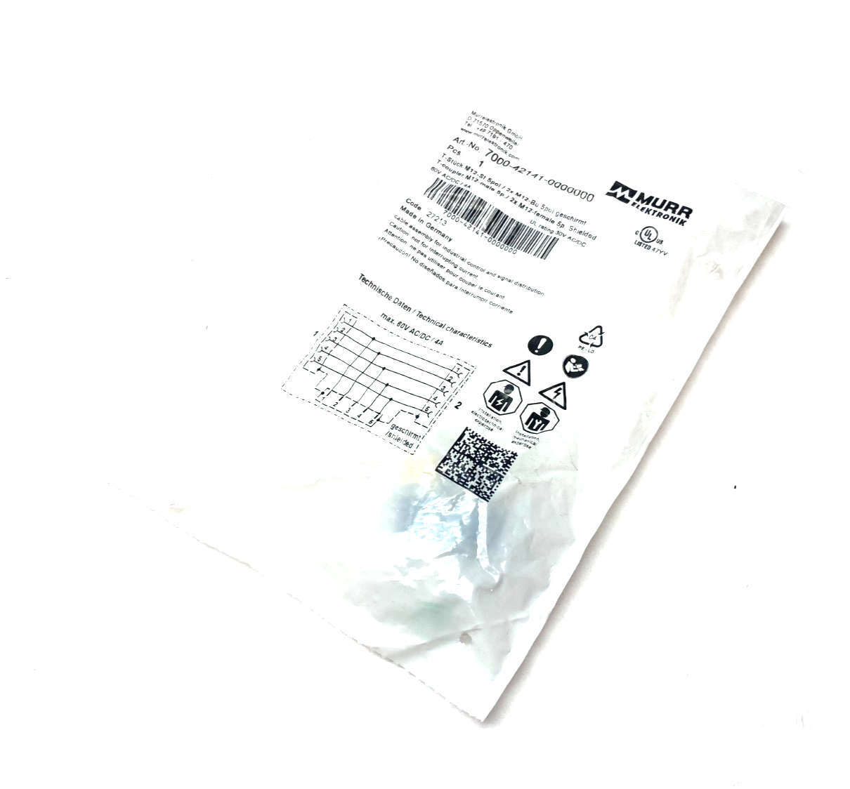 Murrelektronik 7000-42141-0000000 T-Coupler M12 5-Pin, Male To x2 Female 5-Pin - Maverick Industrial Sales