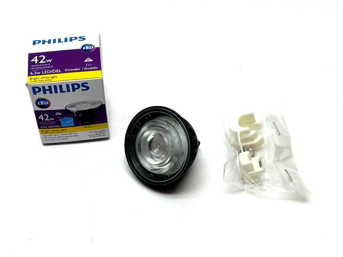 573568 | Philips LED MR16 Lamp 3000K 470Lm 90 CRI GU5.3 Dimmable Base 6.3W - New – Open box - Maverick Industrial Sales