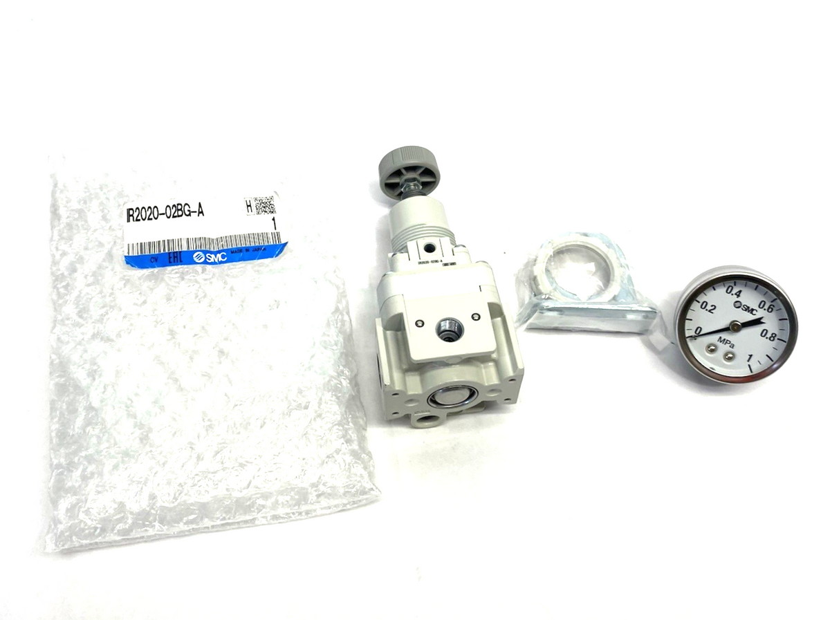 SMC IR2020-02BG-A Precision Pressure Regulator 1/4" NPT w/ Gauge & Bracket - Maverick Industrial Sales