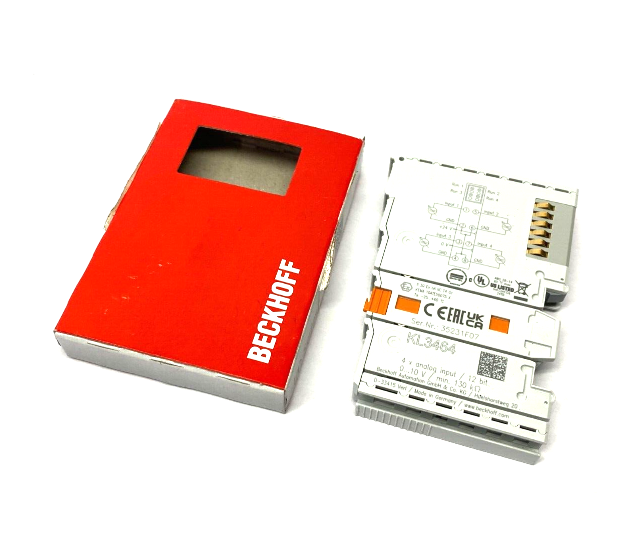 Beckhoff KL3464 Analog 4-Channel Input Bus Terminal 12-Bit Single Ended 0-10V - Maverick Industrial Sales
