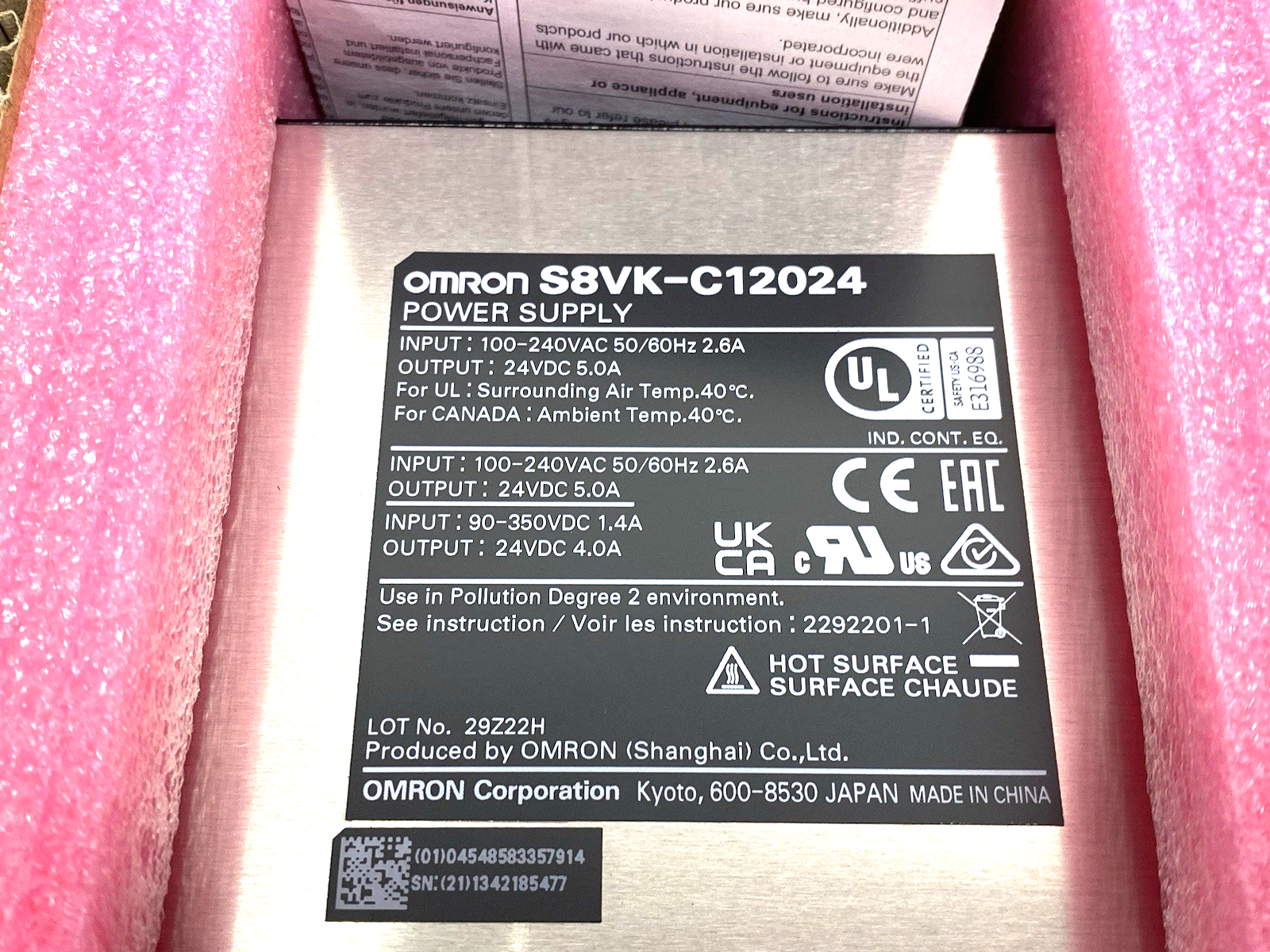 Omron S8VK-C12024 Book Type Power Supply, Lite, 120 W, 24VDC, 5A, DIN Rail Mount - Maverick Industrial Sales