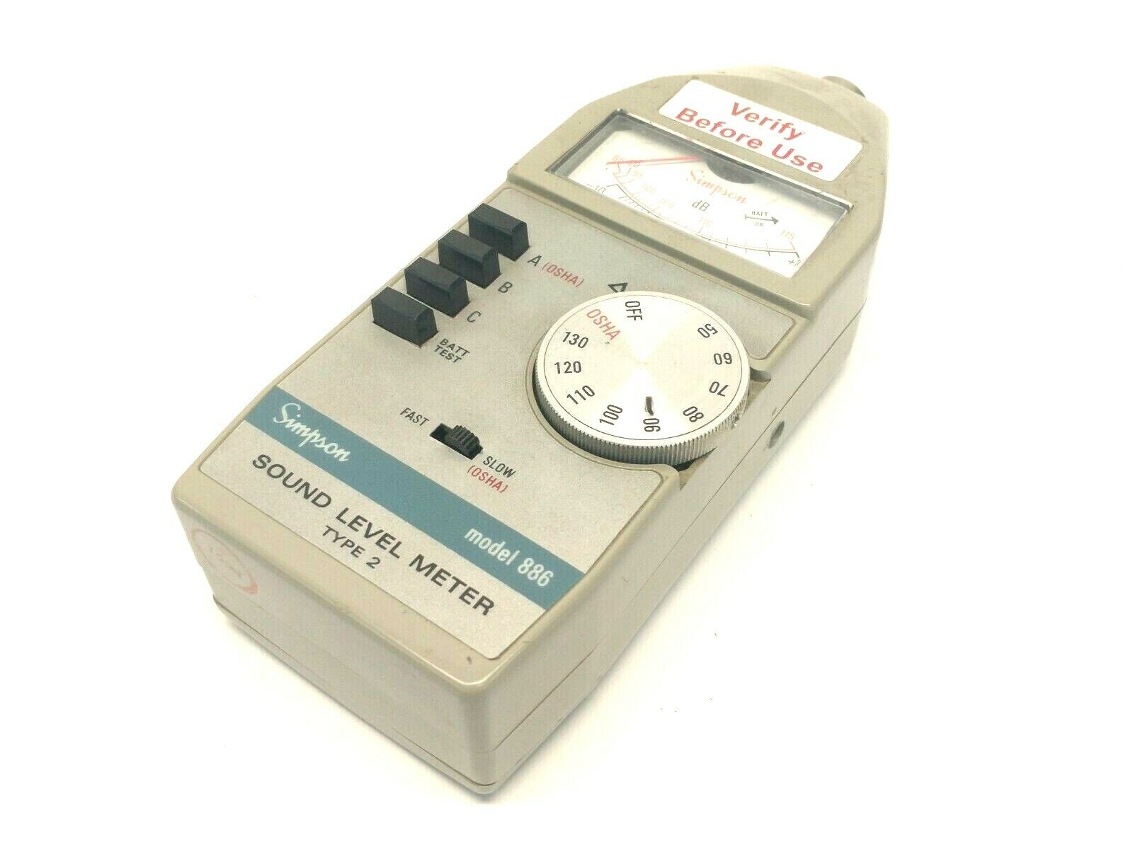 Simpson Model 886 Type 2 Sound Level Meter 40-140dB - Used - Maverick Industrial Sales