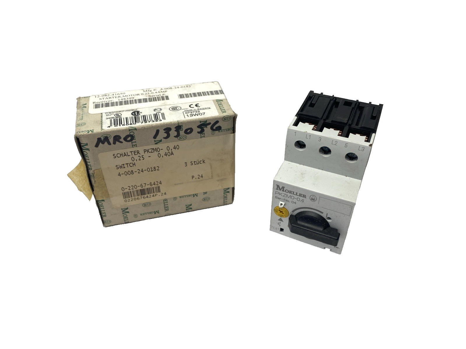 Moeller PKZM0-0,4 Motor Control Circuit Breaker 0.25-0.4A PKZM0-0.4 - Maverick Industrial Sales