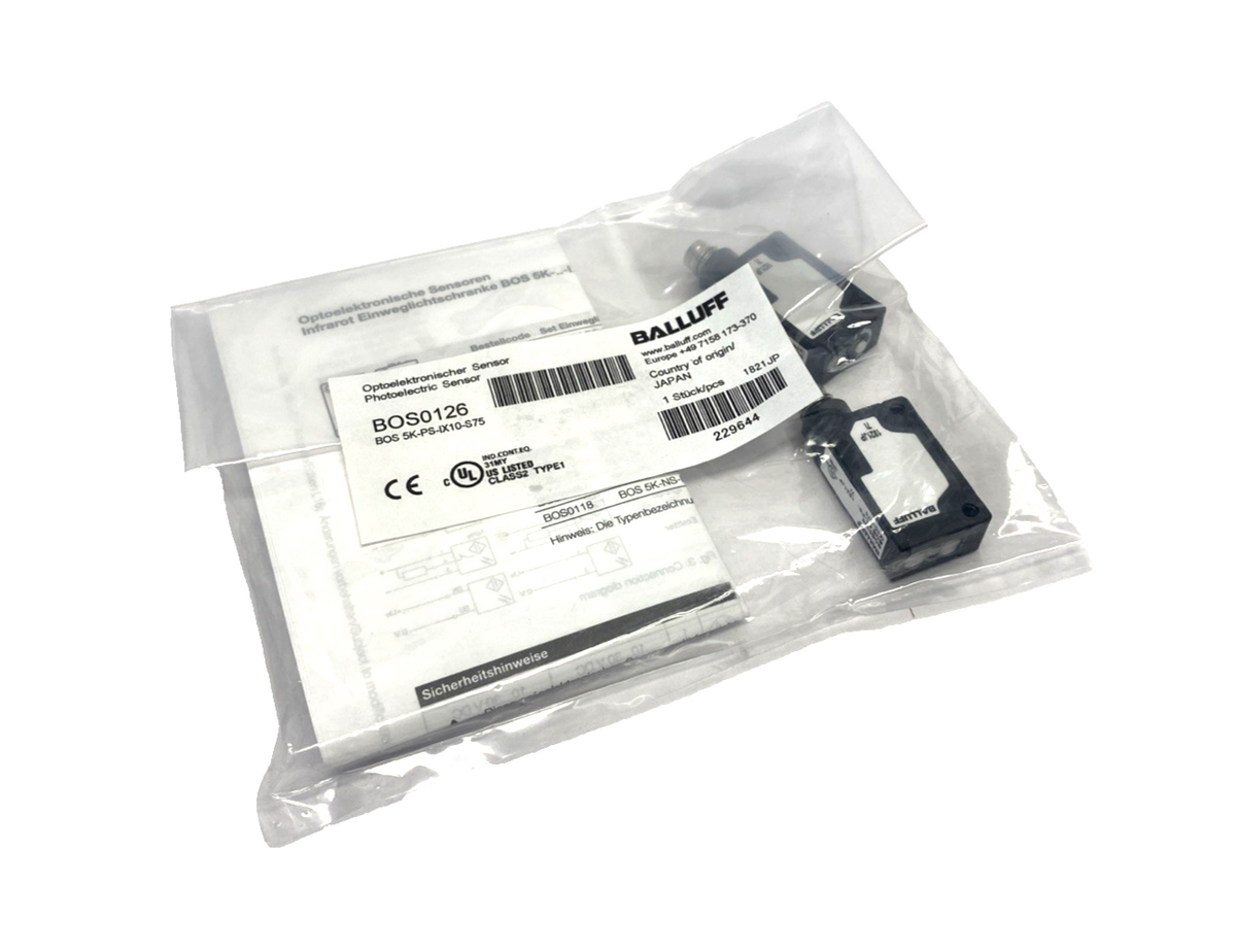 Balluff BOS0126 Photoelectric Sensor Transmitter & Receiver BOS 5K-PS-IX10-S75 - Maverick Industrial Sales