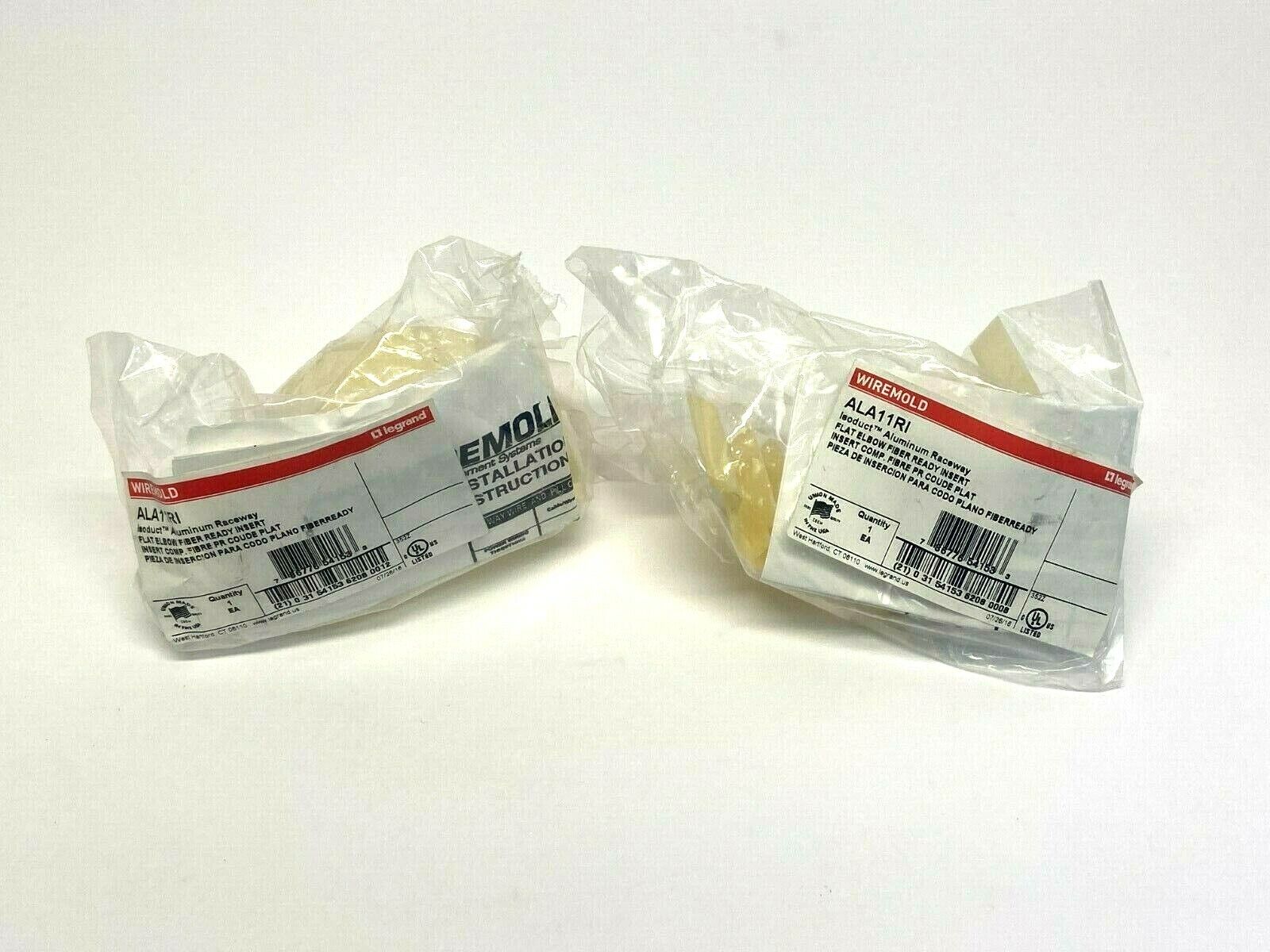 Wiremold ALA11RI Isoduct Aluminum Raceway Flat Elbow Fiber Ready Insert LOT OF 2 - Maverick Industrial Sales