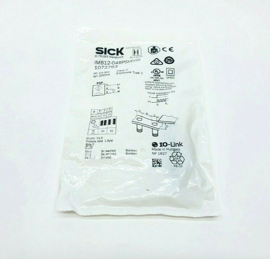 SICK IMB12-04BPSVC0S Inductive Proximity Sensor 1072763 - New - Maverick Industrial Sales