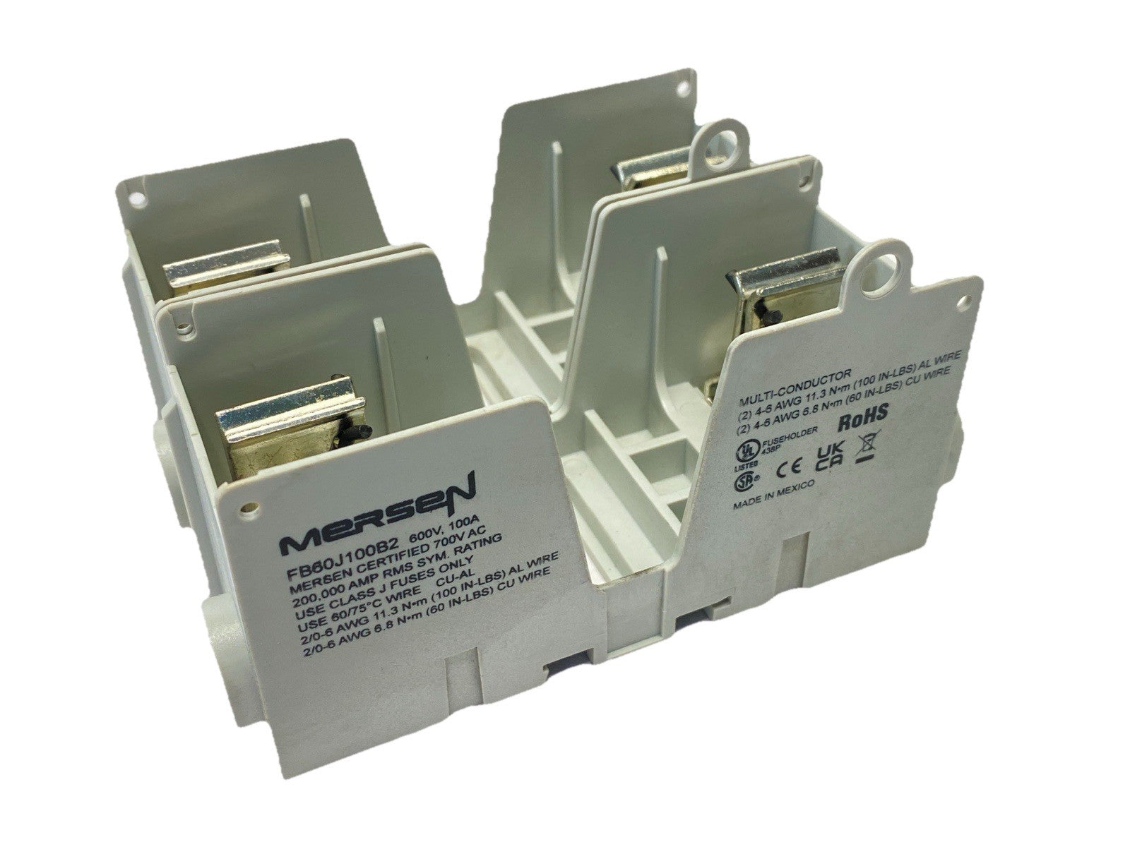 Mersen FB60J100B2 Fuse Block Class J 2P 100A 600V - Maverick Industrial Sales