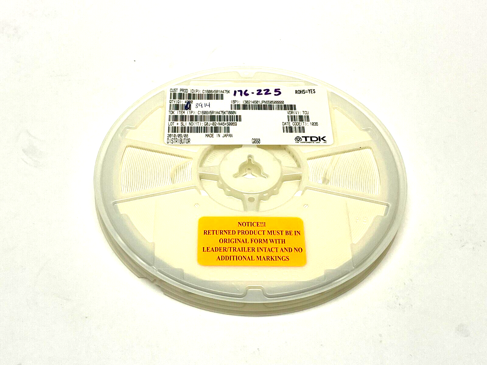 C1608X5R1A475KT000N | TDK Ceramic Capacitor REEL OF 3900 - New – Open box - Maverick Industrial Sales