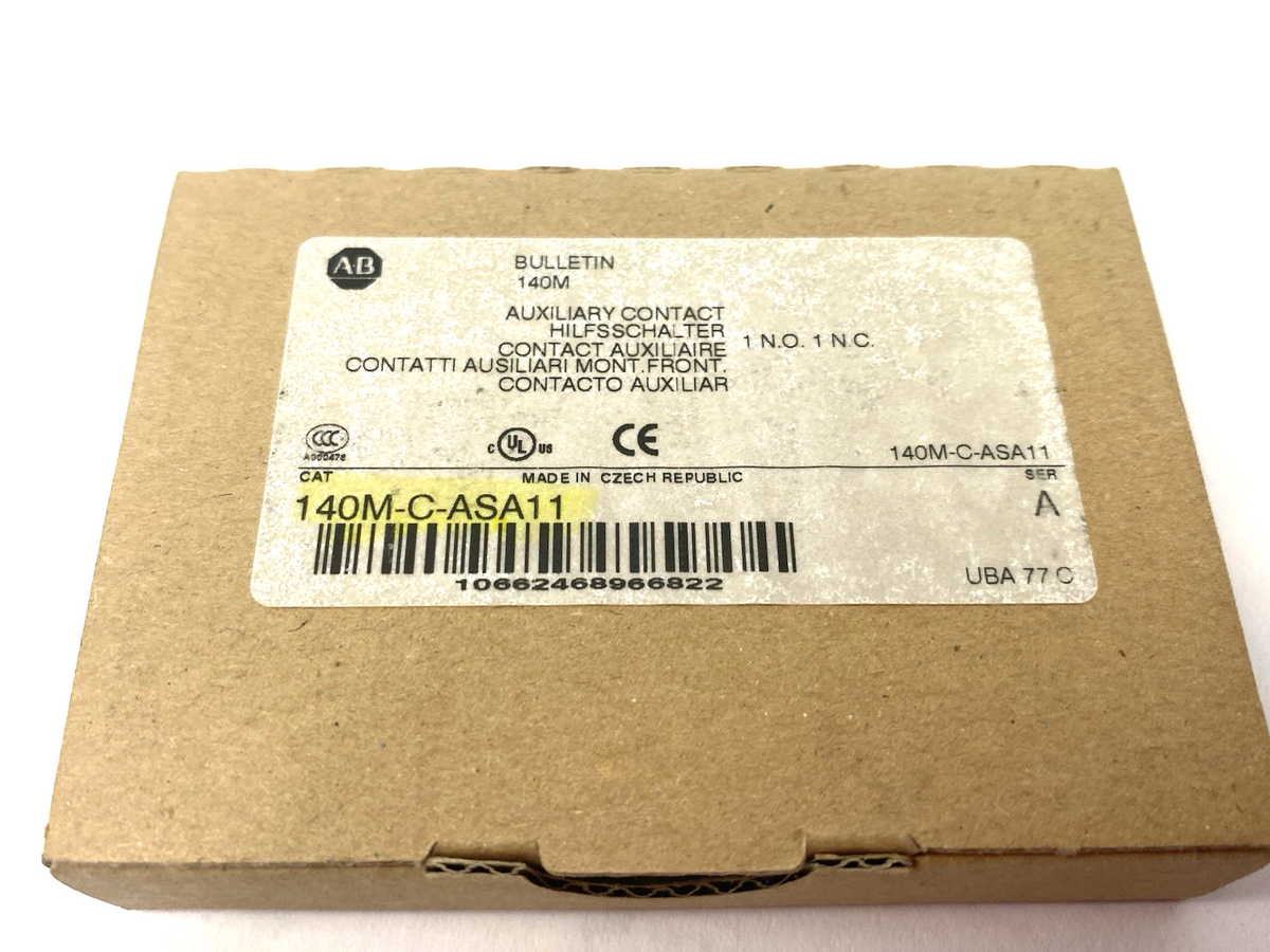 140M-C-ASA11 | Allen Bradley Ser. A Auxiliary Contact, Front Mount, 1 NO, 1 NC- New – Open box - Maverick Industrial Sales