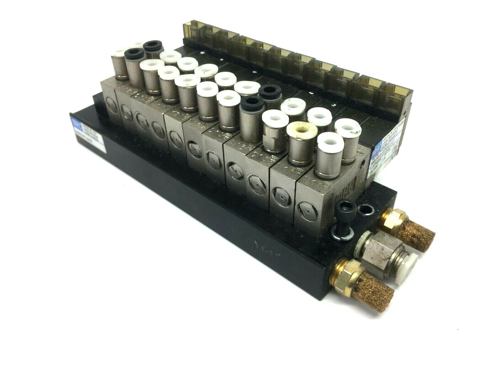 MAC Valves Manifold Assembly w/ 44B-AAA-GDCC-1KT Solenoids and Circuit Bar - Used - Maverick Industrial Sales