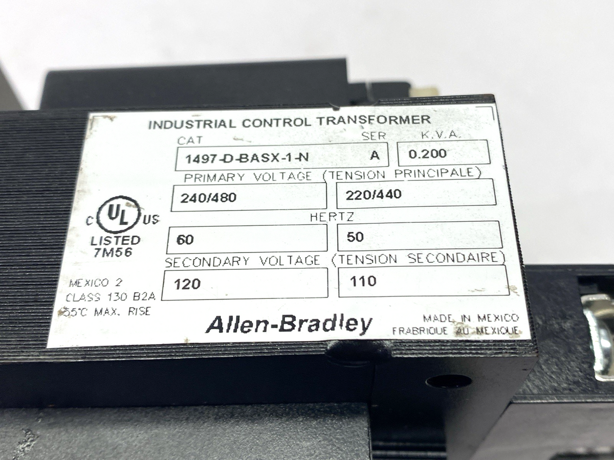 1497-D-BASX-1-N | Allen Bradley Ser. A Control Transformer MISSING TERMINAL SCREWS - Used - Maverick Industrial Sales