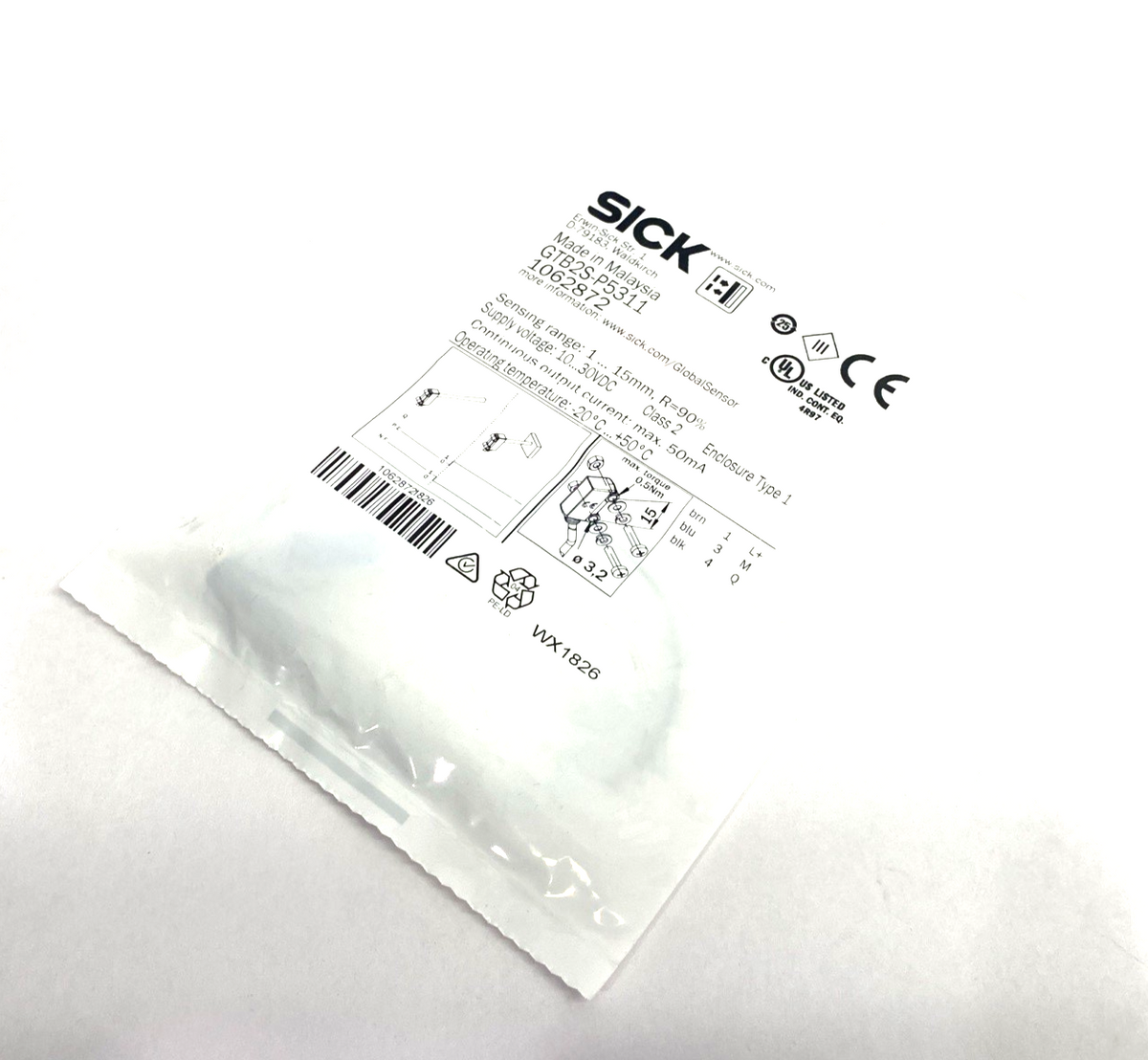 Sick GTB2S-P5311 Photoelectric Proximity Sensor, Background Suppression, 1062872 - Maverick Industrial Sales