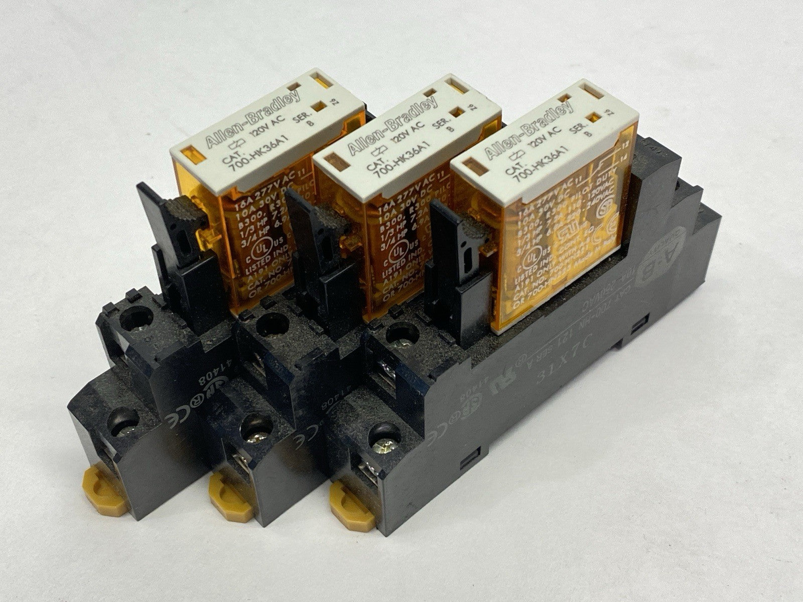 Allen Bradley 700-HK36A1 Ser B Ice Cube Relay w/ 700-HN121 Ser A Socket LOT OF 3 - Maverick Industrial Sales