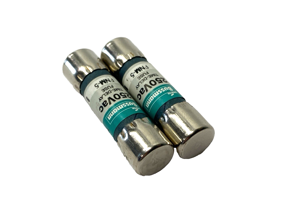 FNM-5 | Cooper Bussmann Time-Delay Midget Fuse 250V 5A LOT OF 2- New – Open box - Maverick Industrial Sales