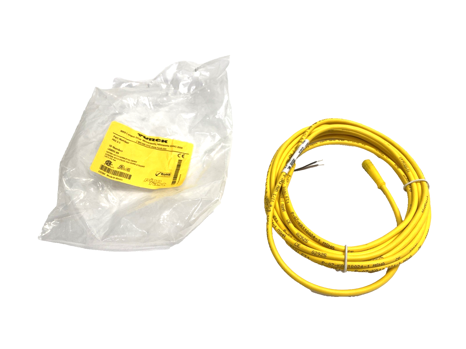 Turck PKG 3-5 Connection Cable M8 3-Pin Female Snap Connector 5m U0892-99 - Maverick Industrial Sales