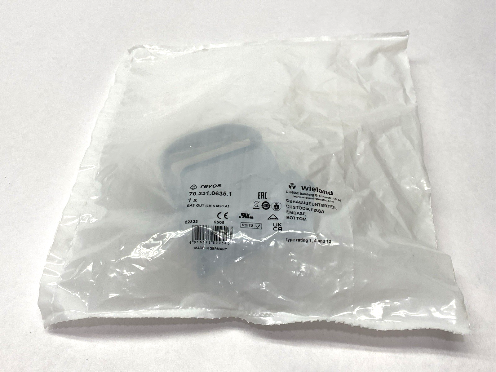 BOTTOM BAS GUT GM 6 M20 A1,70.331.0635.1 | Wieland BOTTOM BAS GUT GM 6 M20 A1 Cable Connector Base 70.331.0635.1 - New - Maverick Industrial Sales