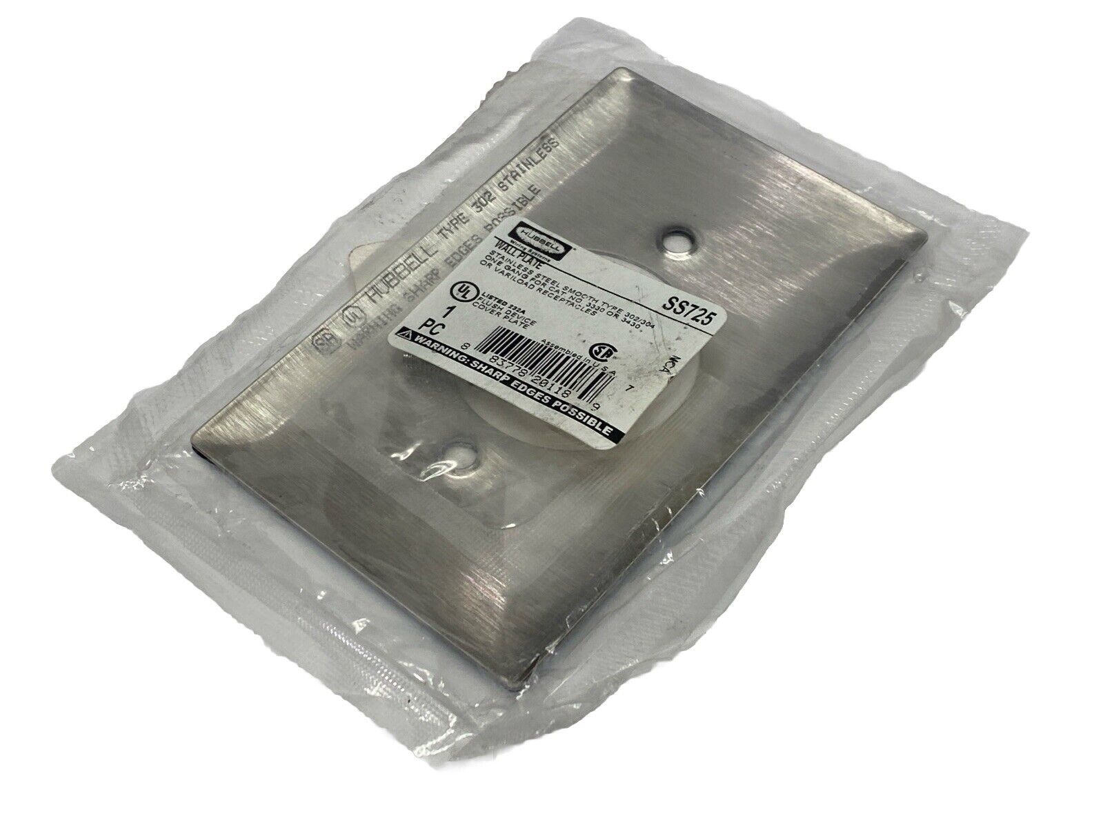 Hubbell SS725 Wall Plate SS 1 Gang Silver - New - Maverick Industrial Sales