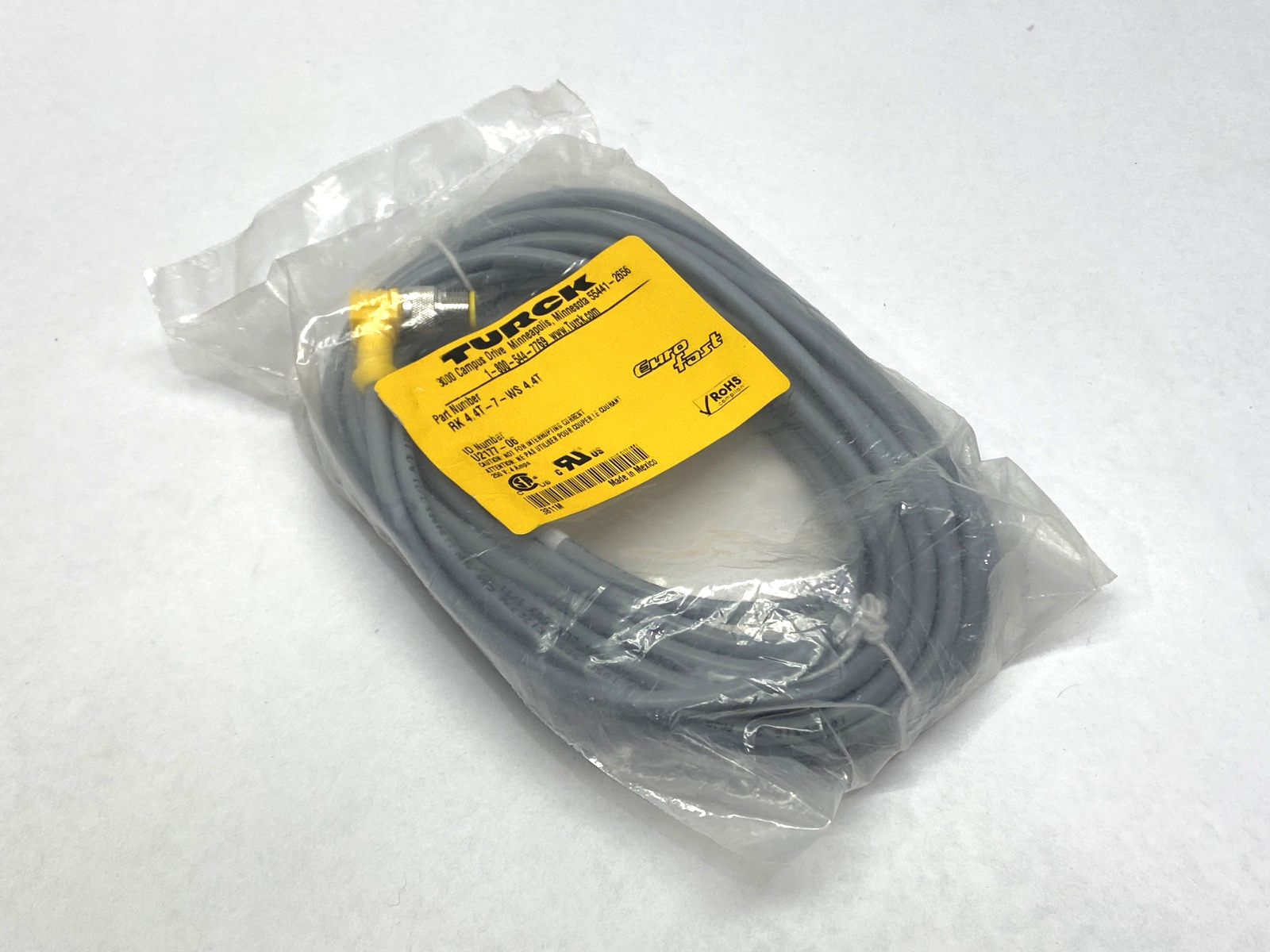 Turck RK 4.4T-7-WS 4.4T EuroFast Double-Ended Cordset M12 F to M U2177-06 - Maverick Industrial Sales