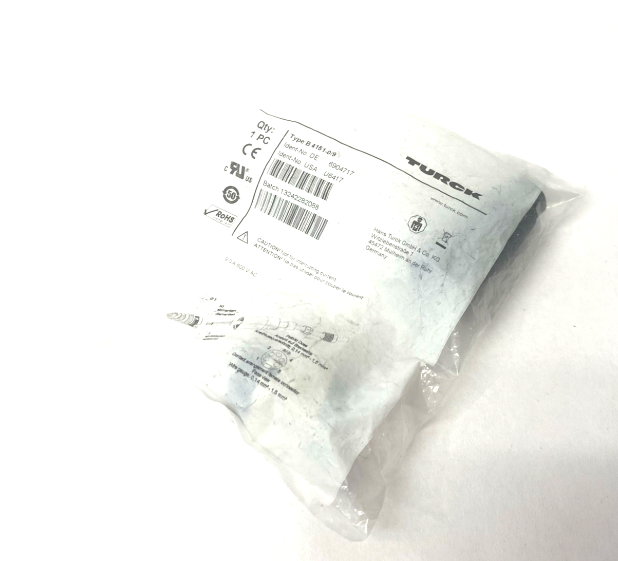 Turck B 4151-0/9 Field Wireable Connector 7/8" Female 5-Pin 6904717, U6417 - Maverick Industrial Sales