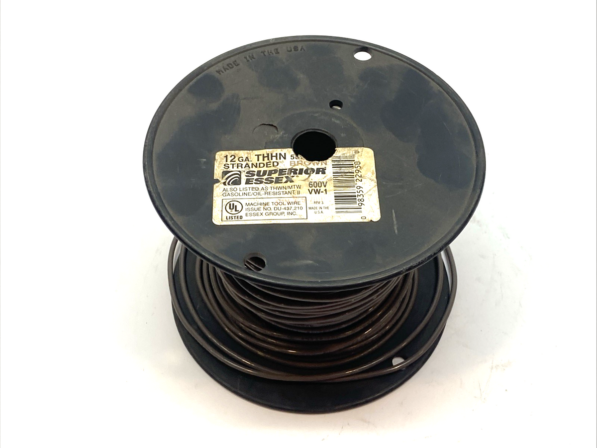 Essex E534460A 12Ga. THHN Stranded Brown Wire 600V 4lbs 11.1oz - Maverick Industrial Sales
