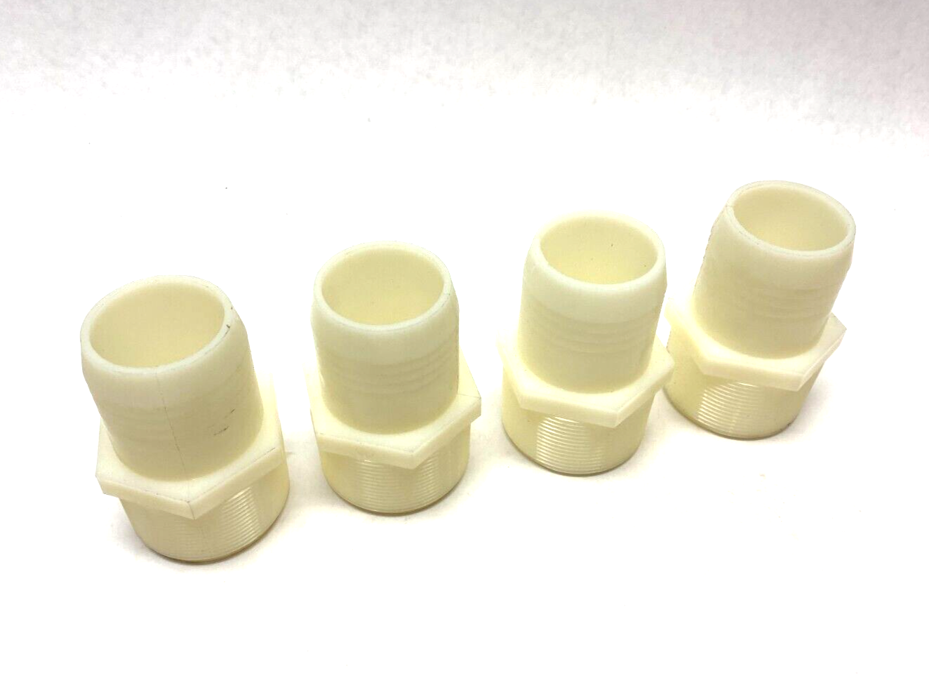 2" x 2" Male NPT Thread Barbed Hose Fitting Cream Color PVC LOT OF 4 - New – Open box - Maverick Industrial Sales