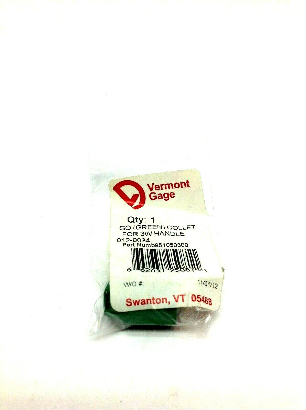 951050300 012-0034 | Vermont Gauge Green Collet for 3W Handle - New - Maverick Industrial Sales