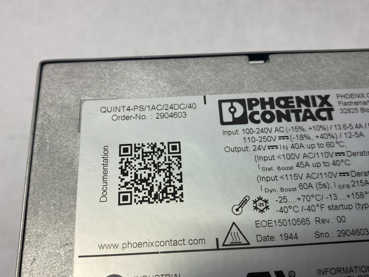 QUINT4-PS/1AC/24DC/40,2904603 | Phoenix Contact QUINT4-PS/1AC/24DC/40 Primary Switched Power Supply 2904603 - Used - Maverick Industrial Sales
