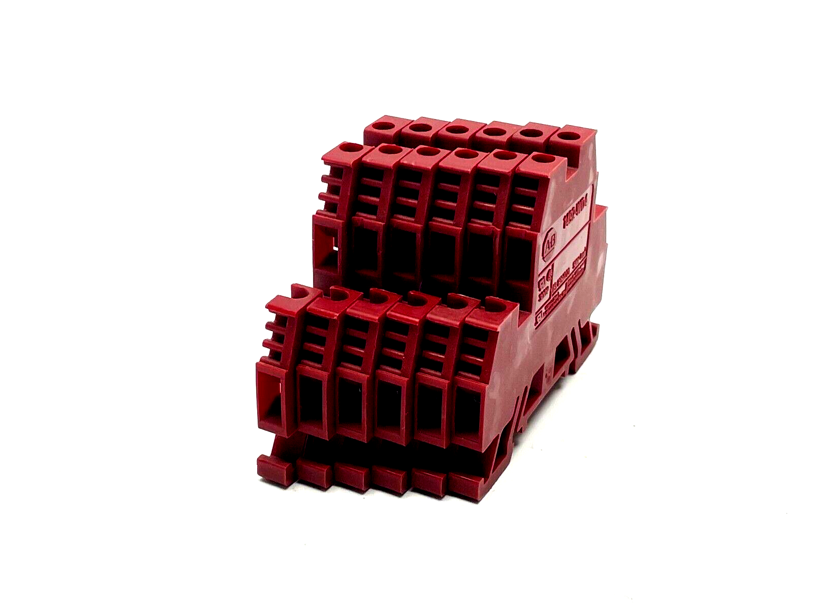 Allen Bradley 1492-WD4 Double Deck Terminal Blocks Red 20A 300VAC/DC LOT OF 6 - Used - Maverick Industrial Sales