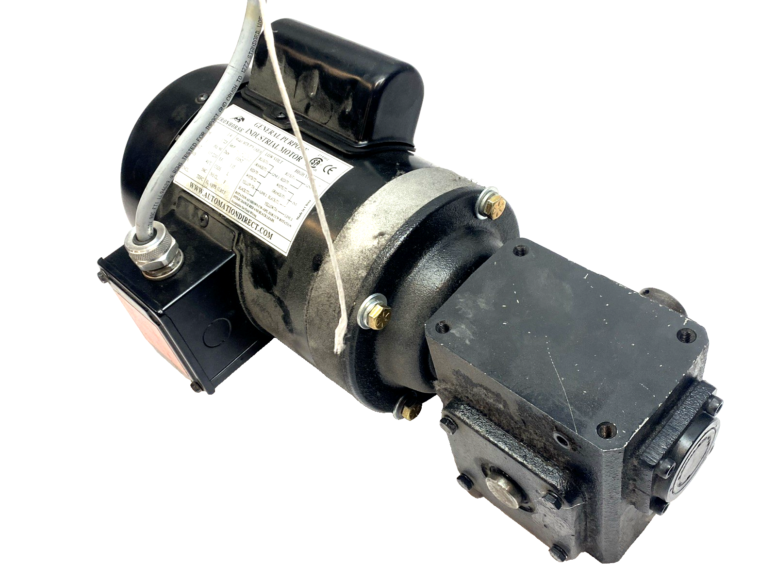 MTR-P75-1AB18 | IronHorse Motor 3/4HP w/ WG-175-020-D Worm Gearbox 20:1 - Used - Maverick Industrial Sales