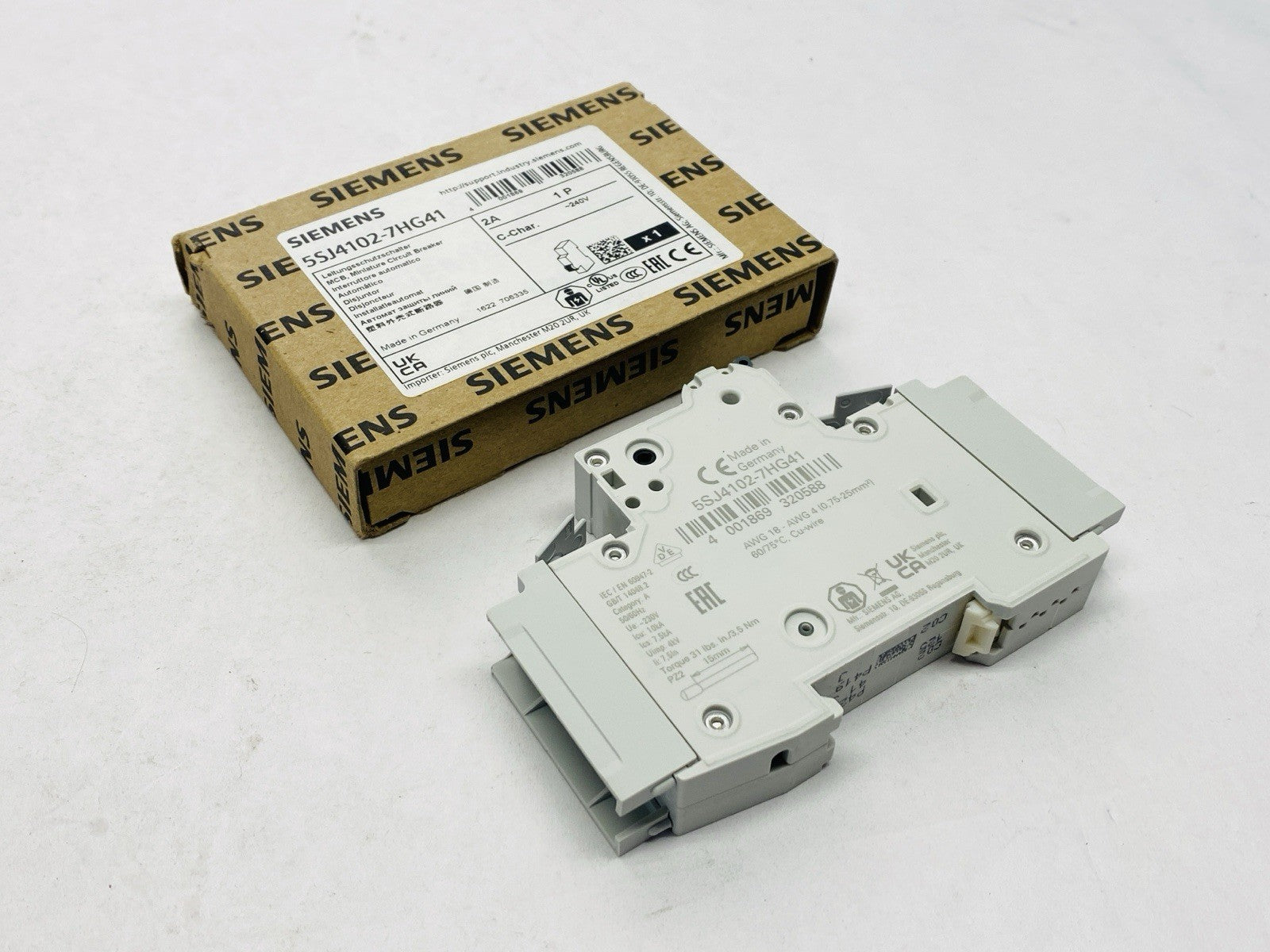 Siemens 5SJ4102-7HG41 Miniature Circuit Breaker 1-Pole 2A 240V - Maverick Industrial Sales