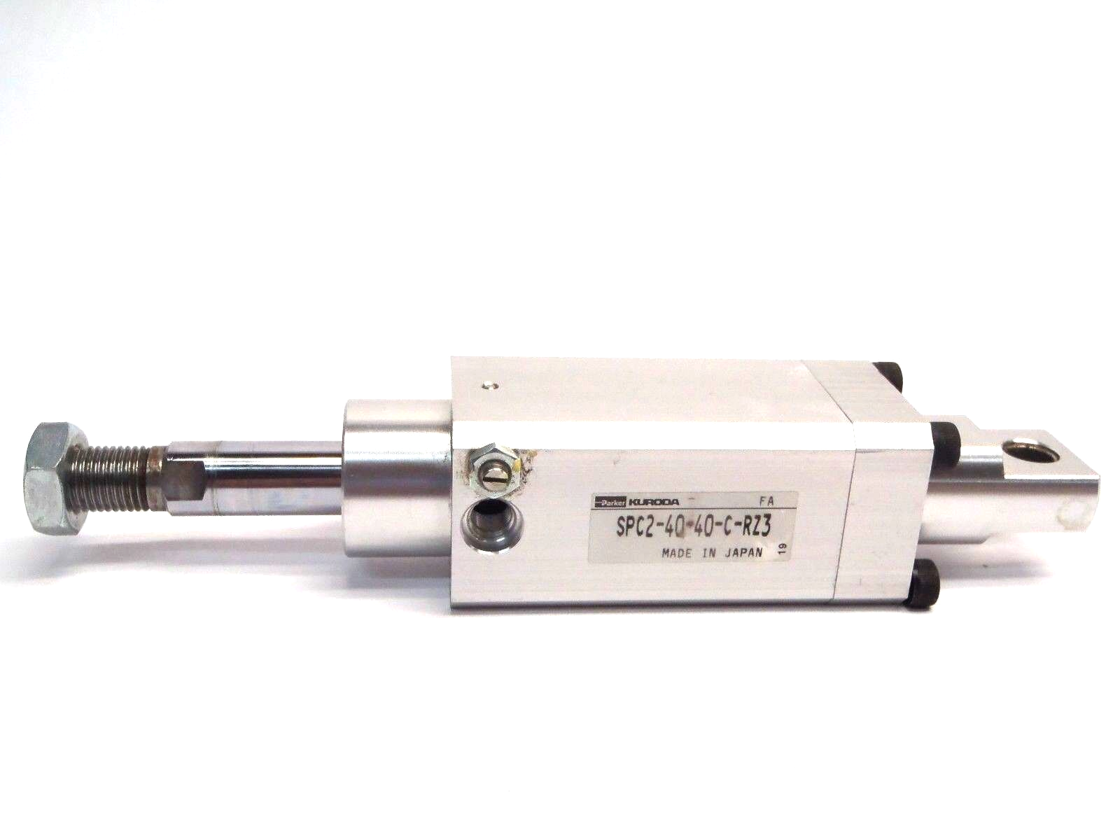 Parker SPC2-40-40-C-RZ3 Kuroda Cylinder 1/2" Screw 1" x 3/4" Bar 1/4" Hole - Used - Maverick Industrial Sales