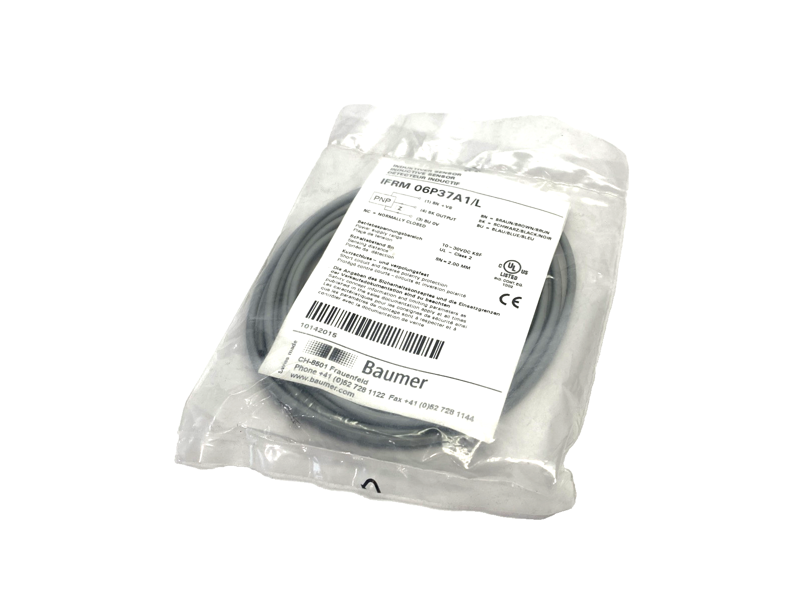 Baumer IFRM 06P37A1/L Miniature Inductive Sensor 6.5x40mm 2m Cable, 10142015 - Maverick Industrial Sales