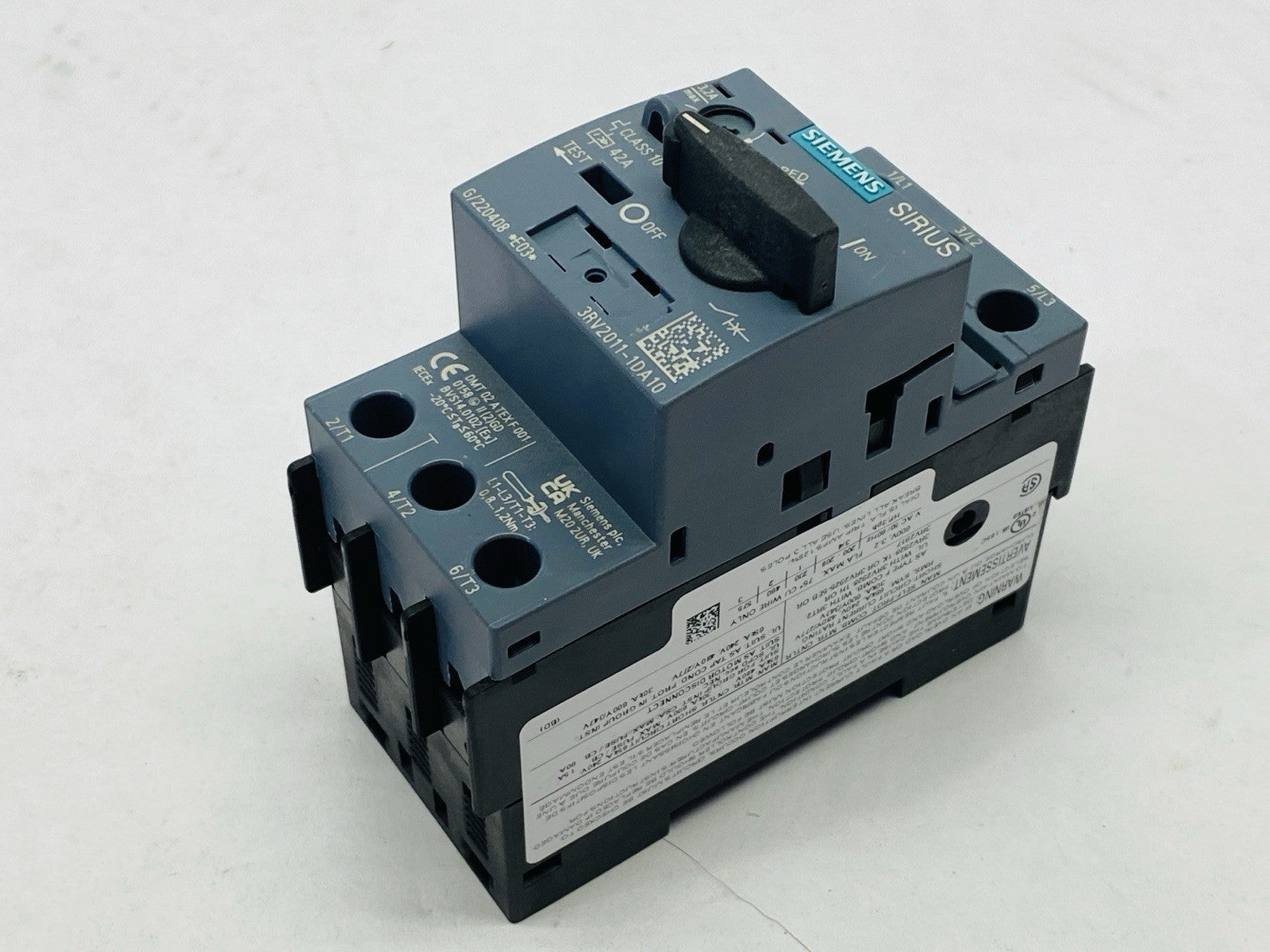 Siemens 3RV2011-1DA10 SIRIUS Circuit Breaker 3-Pole Class 10 2.2-3.2A 42A - Maverick Industrial Sales