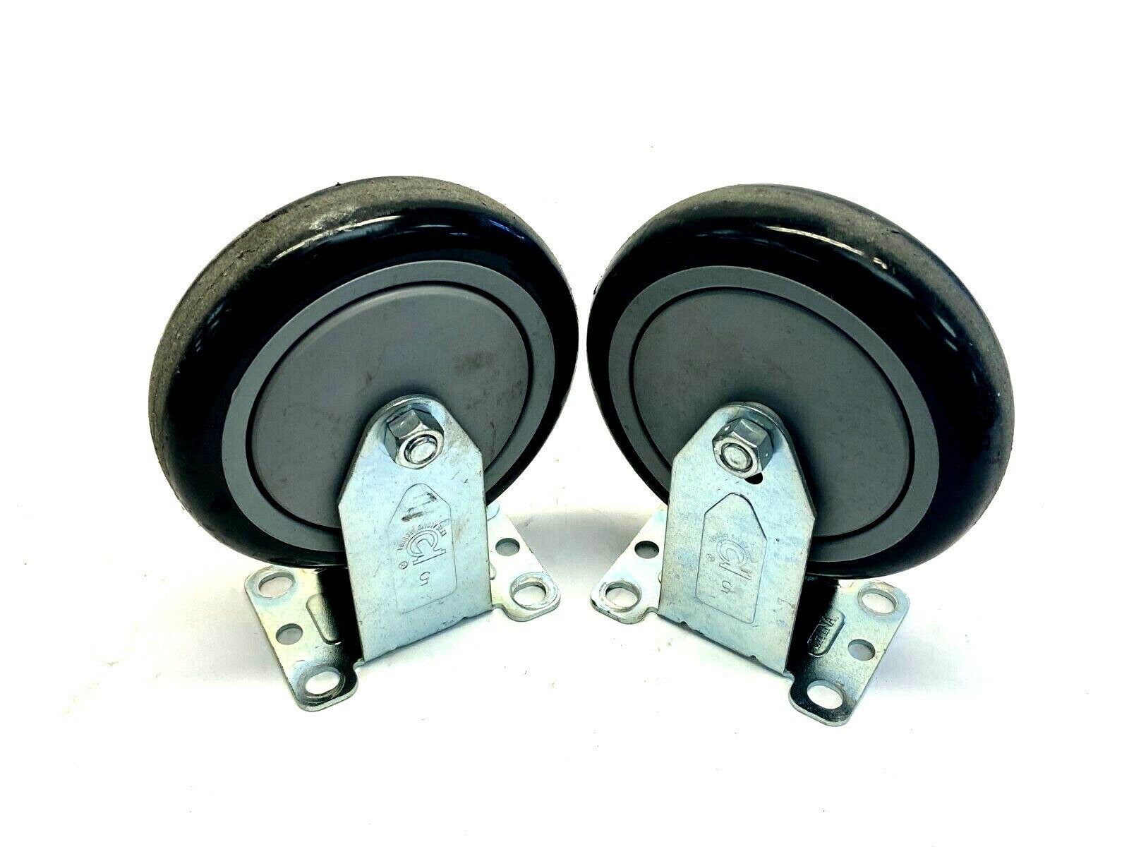Durable Plate Mount Rigid Casters Poly Pro A 5" Dia x 1-1/4" W LOT OF 2 - Used - Maverick Industrial Sales