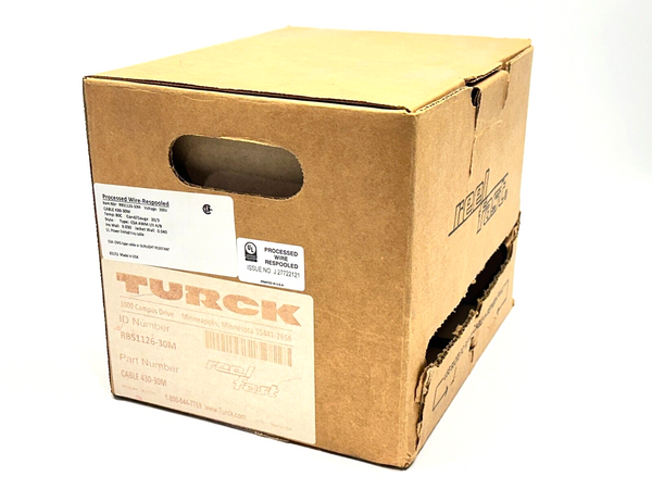 Turck RB51126-30M 430-30M Sensor Cable CSA AWM I/II A/B 22m Spool - Maverick Industrial Sales