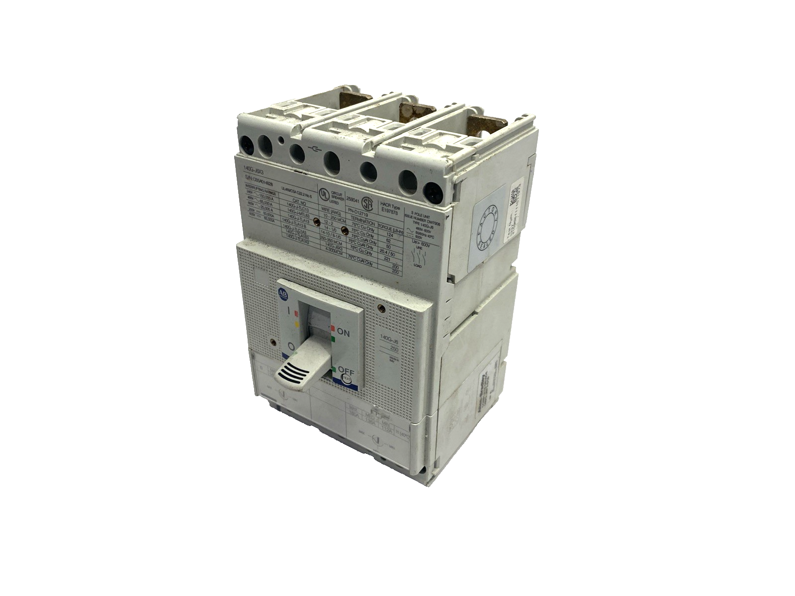 Allen Bradley 140G-J6F3-D16 Ser. A Molded Case Circuit Breaker 3P 160A, J Frame - Maverick Industrial Sales