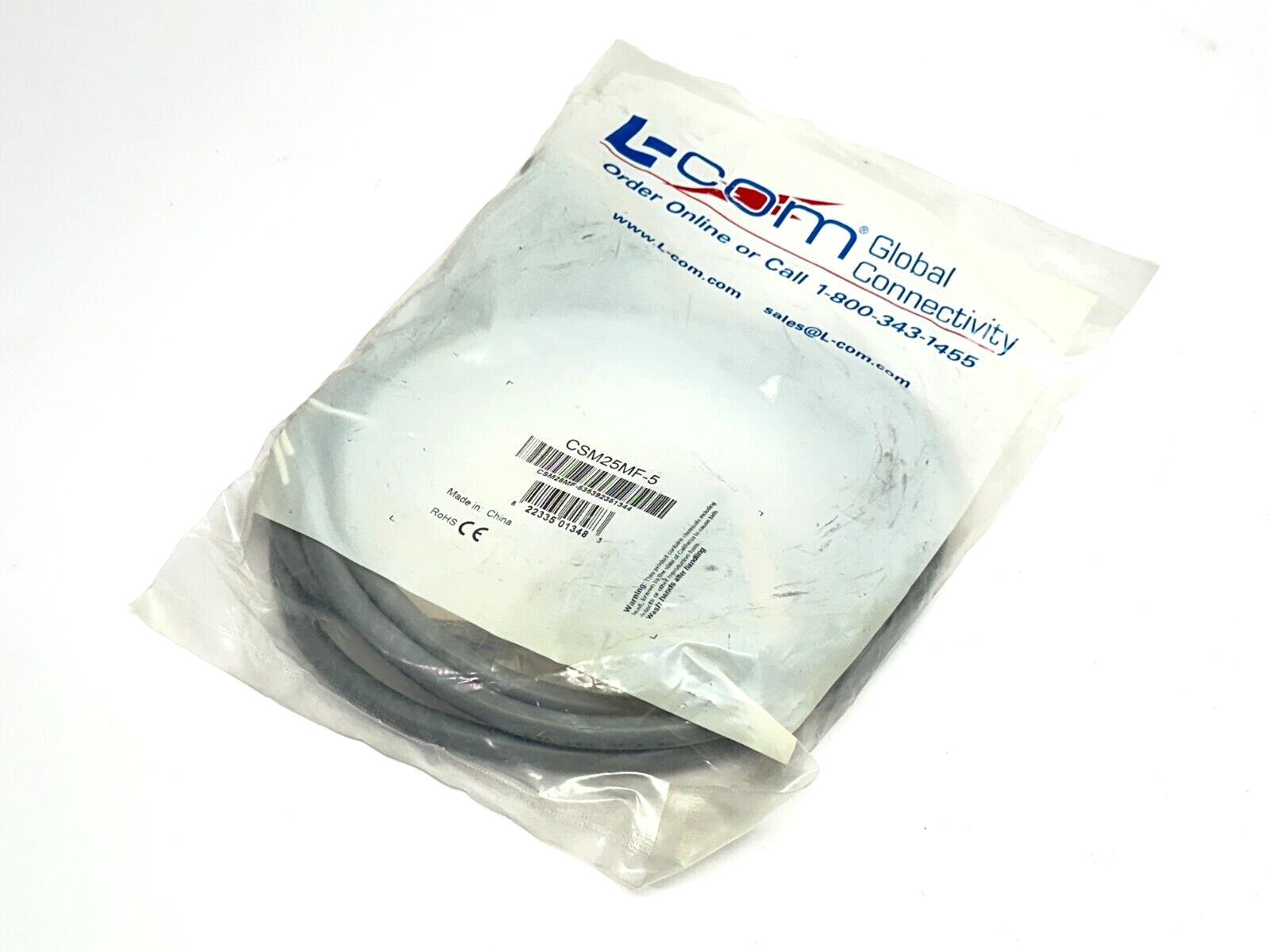 L-com CSM25MF-5 Economy Molded D-Sub Cable DB25 Male / Female 5ft - New - Maverick Industrial Sales