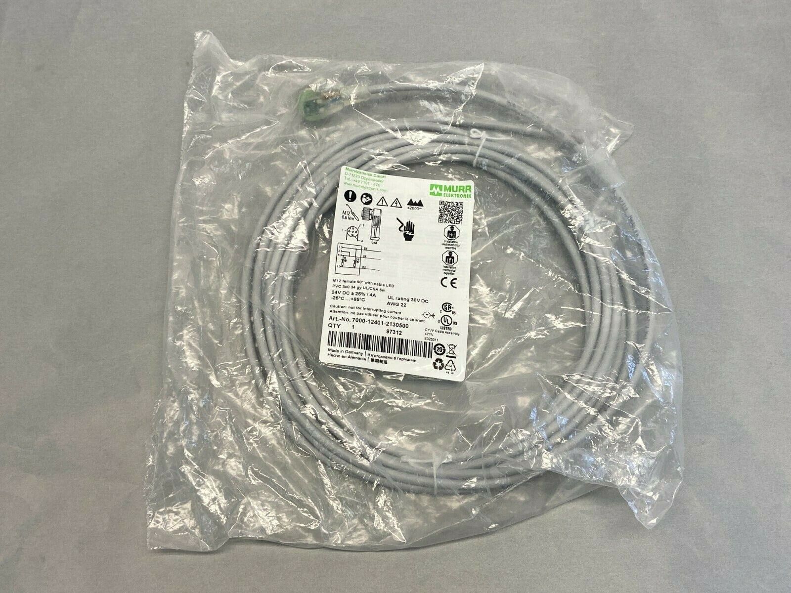 Murr Elektronik 7000-12401-2130500 Single-Ended Cordset - Maverick Industrial Sales