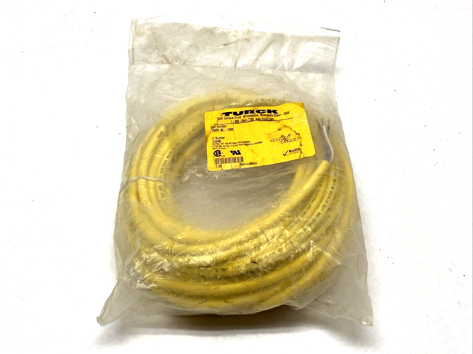 RKM 40-10M | Turck Single Ended Cordset 10m Length - New - Maverick Industrial Sales