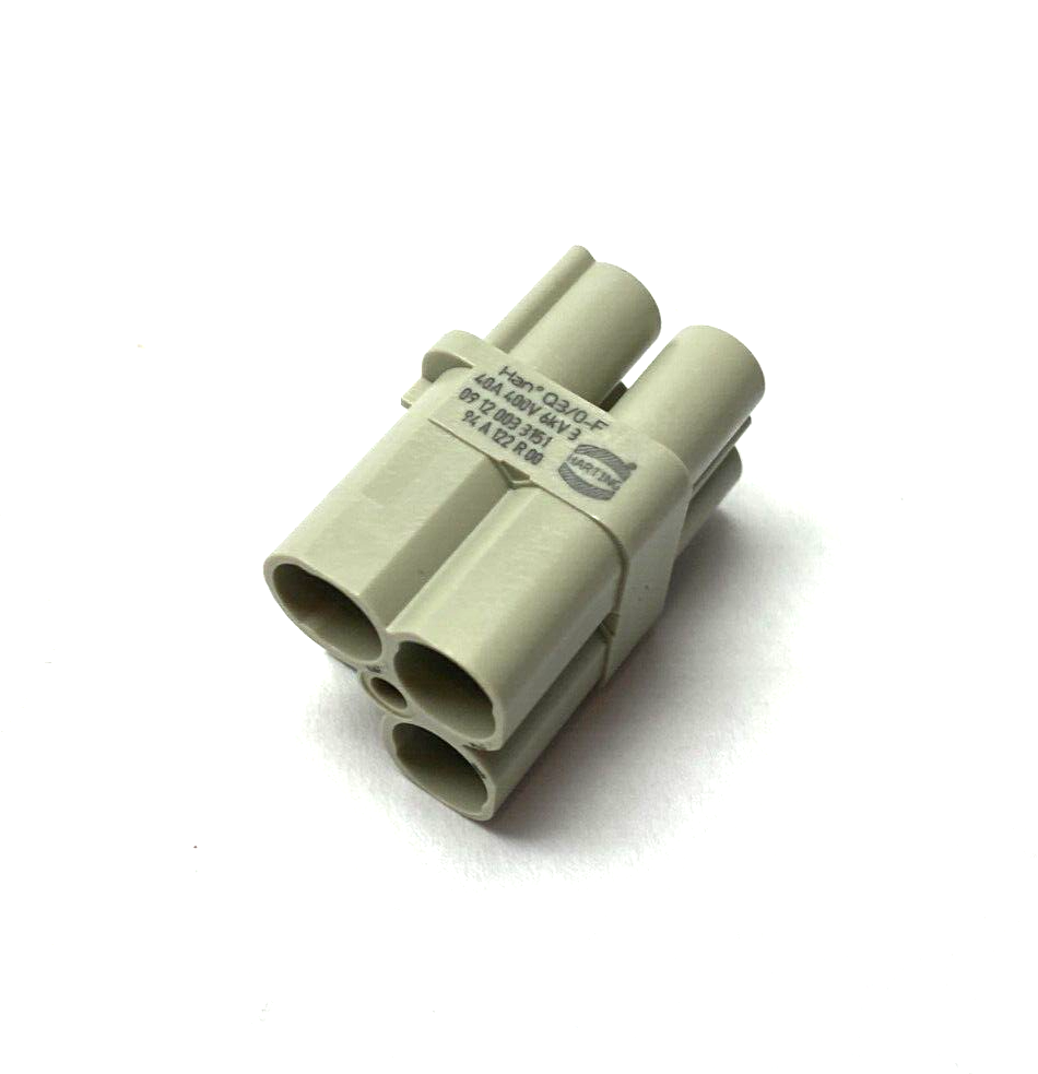 Harting 09120033151 Female Crimp Insert, 3-Contact, 40A 400V, Han Q 3/0-F - Maverick Industrial Sales