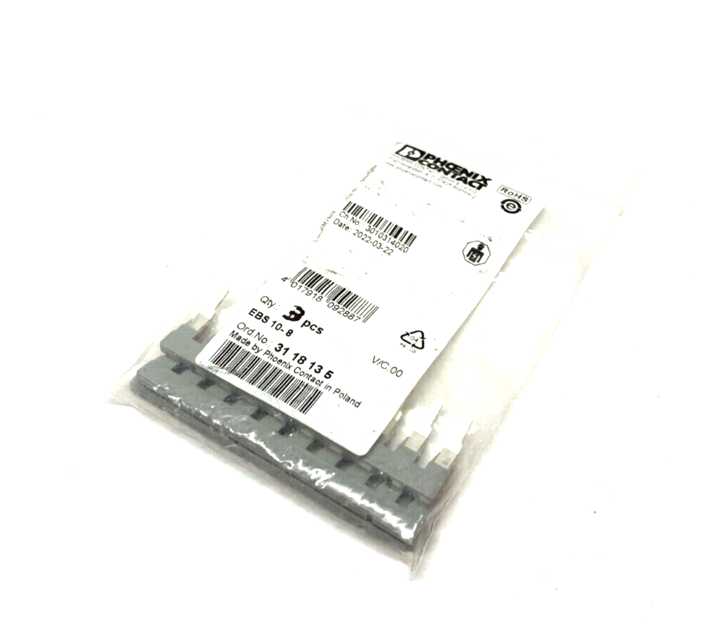 Phoenix Contact EBS 10-8 Gray Insertion Jumper Bridge 3118135 LOT OF 3 - Maverick Industrial Sales
