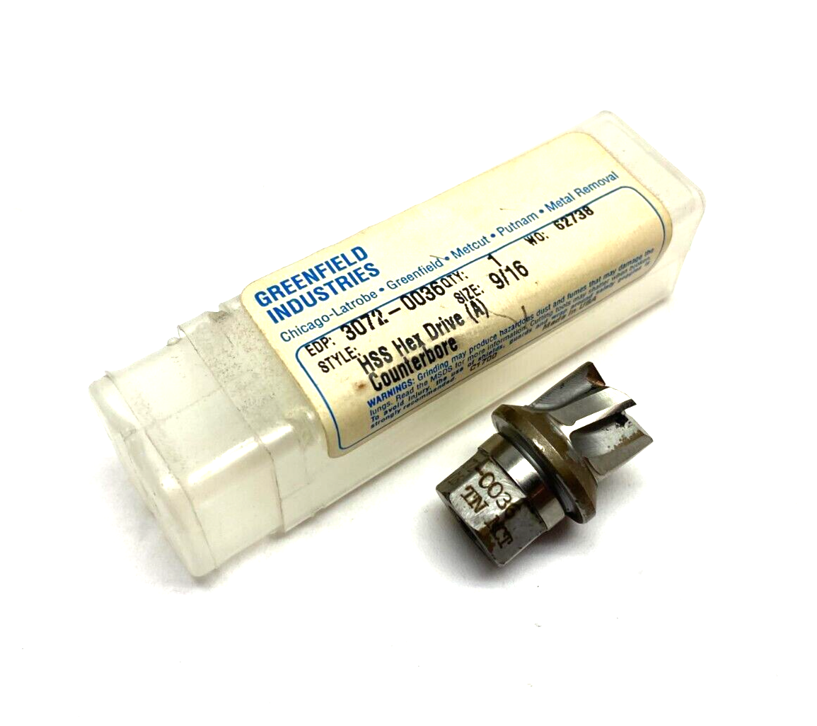 Greenfield Metcut 3072-0036 Hex Drive Counterbore Mill Tip 9/16" - Maverick Industrial Sales