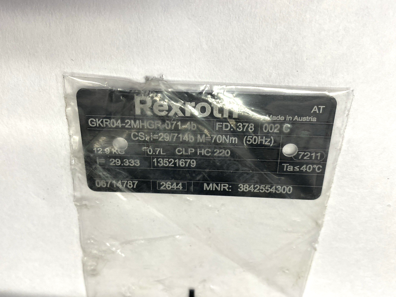 3842554300, GKR04-2MHGR-071-4b, 13496159, GKM16-3 | Bosch Rexroth 3842554300 Gearmotor GKR04-2MHGR-071-4b 13496159 3PH GKM16-3 - For parts or not working - Maverick Industrial Sales