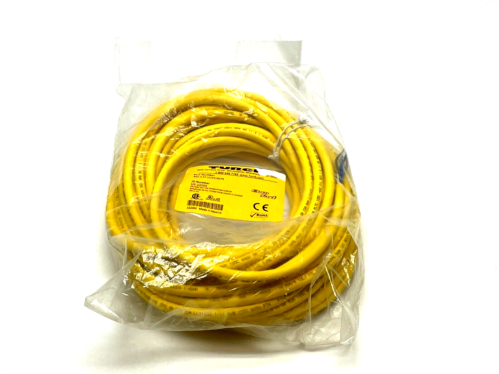 Turck RKC 4.5T-15/CS14274 Single-Ended Cordset 15m Length U2-22255 - New - Maverick Industrial Sales