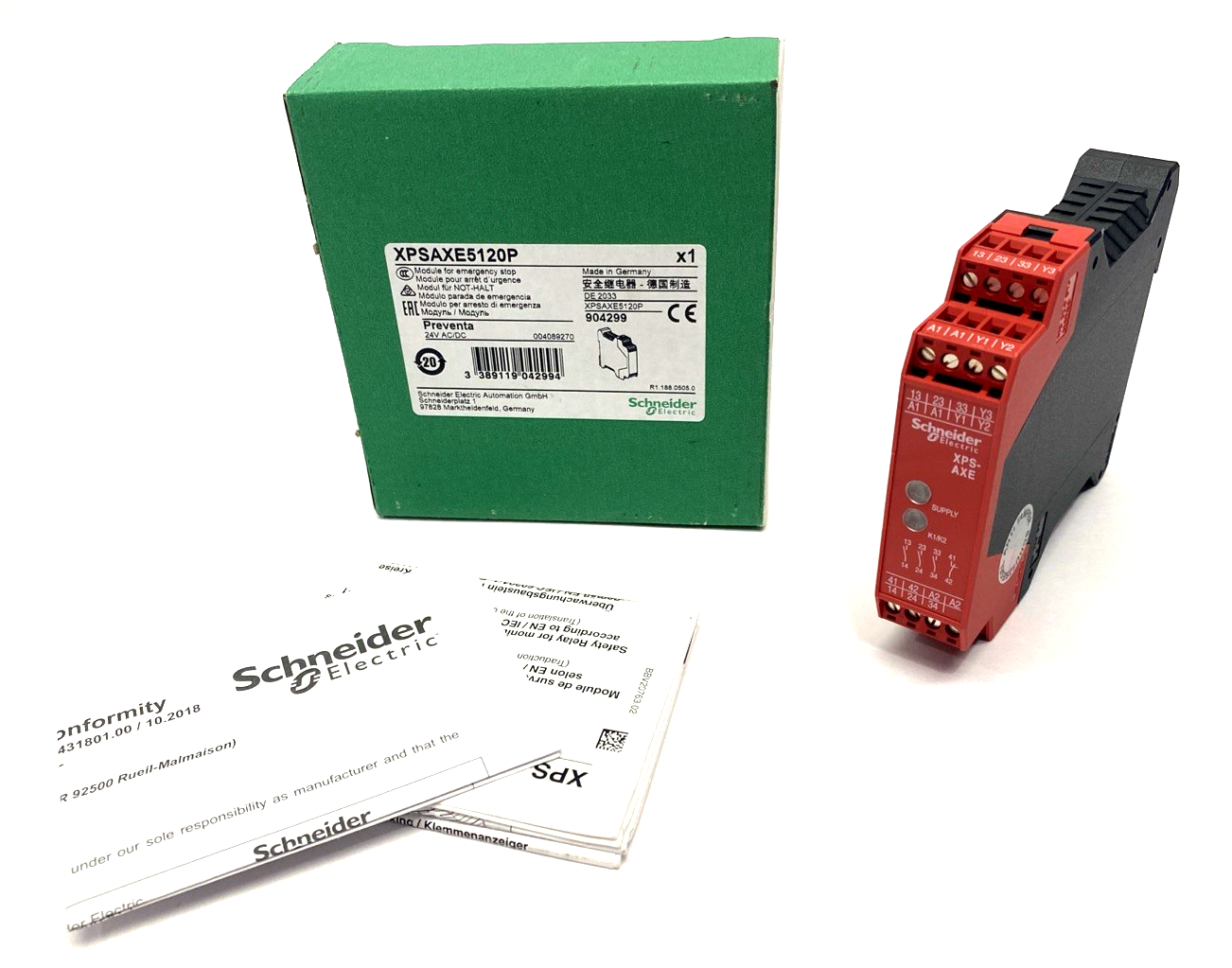 Schneider Electric XPSAXE5120P Stop And Switch Monitoring Safety Module 24V - Maverick Industrial Sales