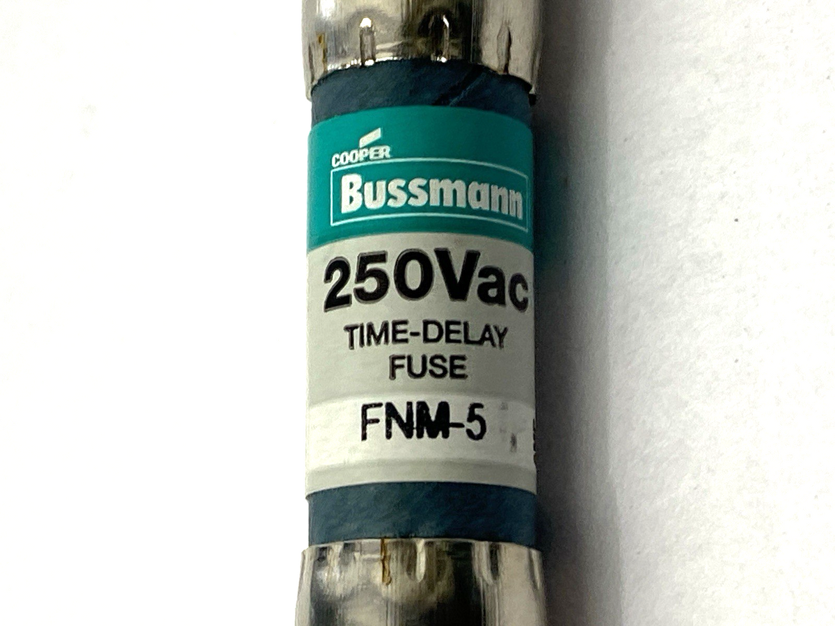 FNM-5 | Cooper Bussmann Time-Delay Midget Fuse 250V 5A LOT OF 2- New – Open box - Maverick Industrial Sales