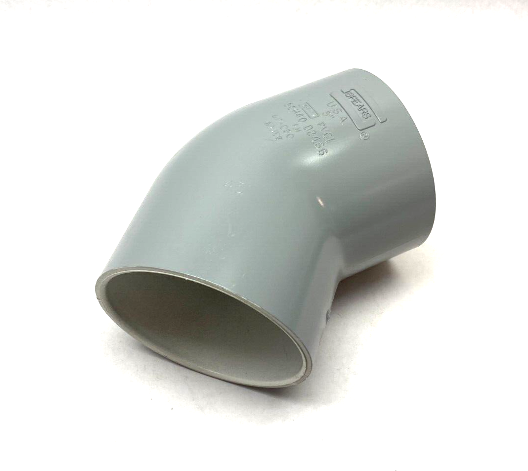 Spears 417-050 Elbow Slip Socket Fitting 5", 45-Degree Painted Gray SCH40 - Maverick Industrial Sales
