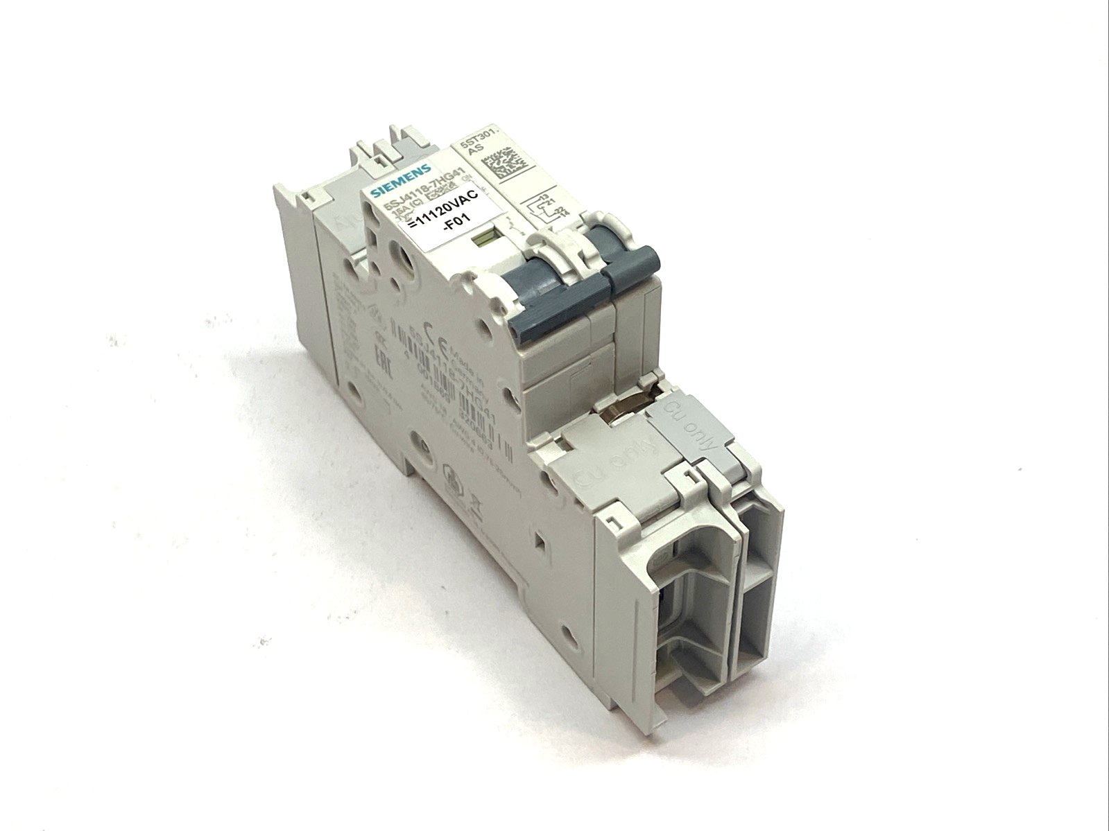 Siemens 5SJ4118-7HG41 Miniature Circuit Breaker w/ 5ST3010-0HG Auxiliary Switch - Maverick Industrial Sales
